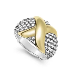 Best Sale Two-Tone X Caviar Dome Ring Caviar Rings