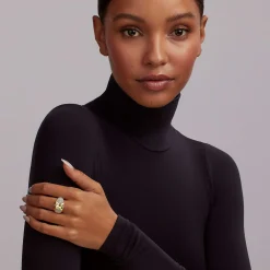 Best Sale Two-Tone X Caviar Dome Ring Caviar Rings