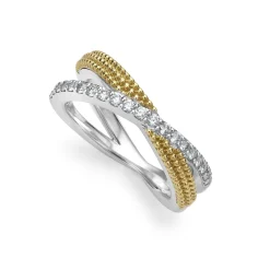 Flash Sale Two-Tone X Diamond Ring Diamonds