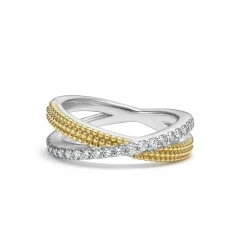 Sale Two-Tone X Diamond Ring Two-Tone