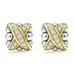 Outlet Two-Tone X Diamond Stud Earrings Stud Earrings