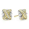 Discount Two-Tone X Diamond Stud Earrings Two-Tone