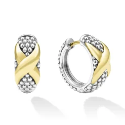 Hot Two-Tone X Huggie Earrings Two-Tone