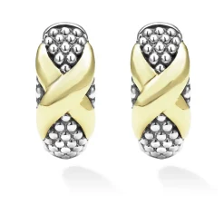 Hot Two-Tone X Huggie Earrings Two-Tone