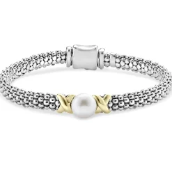 Hot Two-Tone X Pearl Caviar Bracelet | 6Mm Caviar Bracelets