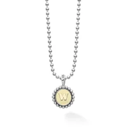 Outlet W Initial Charm Necklace Two-Tone
