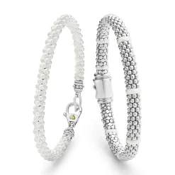 New White Ceramic Caviar Bracelet Gift Set Two-Tone