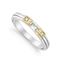 Flash Sale White Topaz And Diamond Stacking Ring Two-Tone