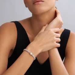 Best White Topaz Caviar Bracelet | 6Mm Two-Tone