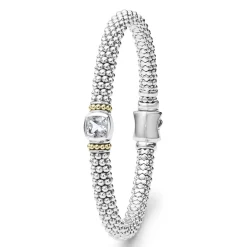 Best White Topaz Caviar Bracelet | 6Mm Two-Tone
