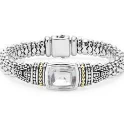 Clearance White Topaz Caviar Bracelet | 9Mm Two-Tone