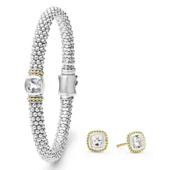 New White Topaz Caviar Gift Set Two-Tone