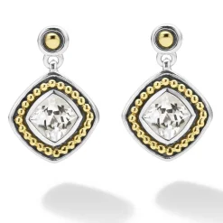Hot White Topaz Drop Earrings Two-Tone