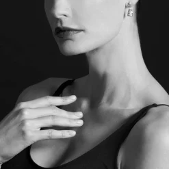 Discount White Topaz Drop Earrings Two-Tone