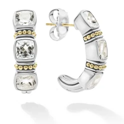 Outlet White Topaz Hoop Earrings Gemstones