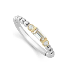 Hot White Topaz Stacking Ring With Diamonds Two-Tone