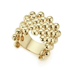 Clearance Wide Beaded 18K Gold Ring Gold