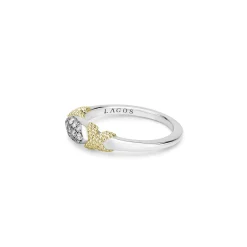 Clearance X Diamond Caviar Stacking Ring Two-Tone