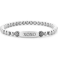 Online Xoxo Station Stretch Bead Bracelet Silver