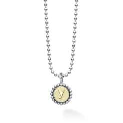 Online Y Initial Charm Necklace Two-Tone